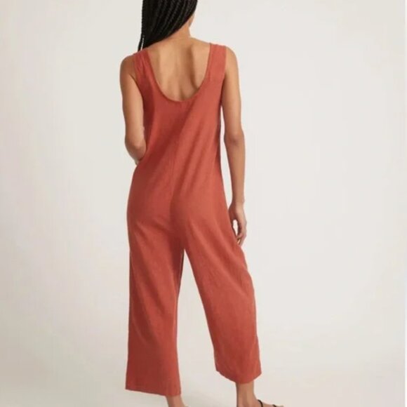 Marine Layer 54% Hemp Sydney Beach Jumpsuit Sustainable Wide Leg Boho CLAY MED - Picture 2 of 12